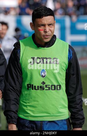 Bergamo, Italy. 19th Feb, 2023. Italy, Bergamo, feb 23 2023: Lorenzo  Colombo (Lecce striker) pressing in front court in the second half during  soccer game ATALANTA vs LECCE, Serie A Tim 2022-2023