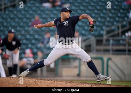 Scranton/Wilkes-Barre RailRiders pitcher Jimmy Cordero (48) during an  International League baseball game against the Buffalo Bisons on September  26, 2022 at PNC Field in Moosic, Pennsylvania. (Mike Janes/Four Seam Images  via AP