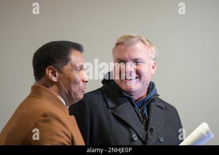 FOXBOROUGH MA DECEMBER 24 Scott Zolak right is interviewed