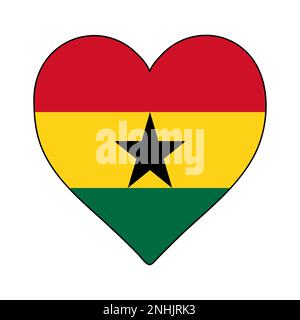 Ghana Heart Shape Flag. Love Ghana. Visit Ghana. Western Africa. African Union. Vector Illustration Graphic Design. Stock Vector