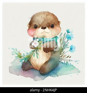 cute baby otter drawing