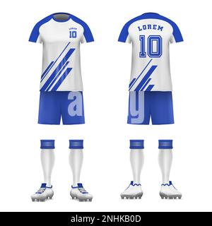 Realistic soccer design icon set mens sports uniforms front and back view vector illustration Stock Vector