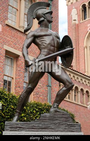 The Tommy Trojan mascot statue on the campus of the USC