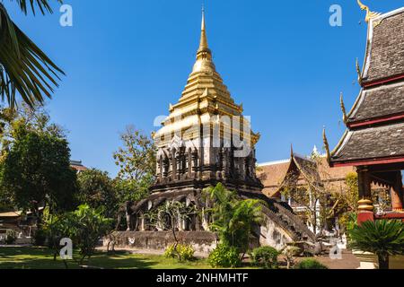 Phra Chedi of Wat Chiang Man in Chiang Mai, Thailand Stock Photo