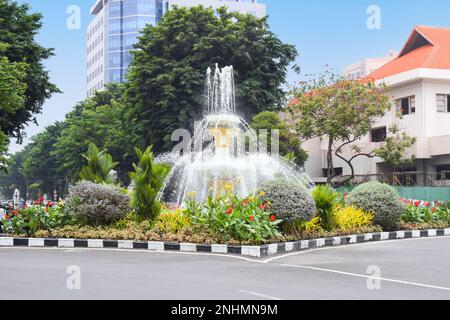 Fountain in the middle of Surabaya city, East Java Stock Photo