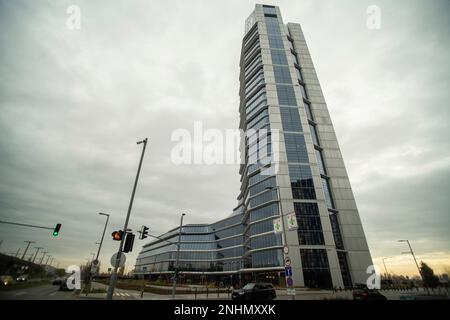 An external view of the new headquarters of the Hungarian Oil and Gas ...