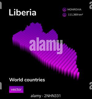 Stylized vector Liberia map. Infographic 3d gold map illustration with ...
