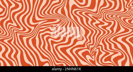 Retro groovy background. Wavy vintage psychedelic wallpaper. Trippy pattern, cover, poster in 60s or 70s style. Liquid hippie texture. Vector Stock Vector