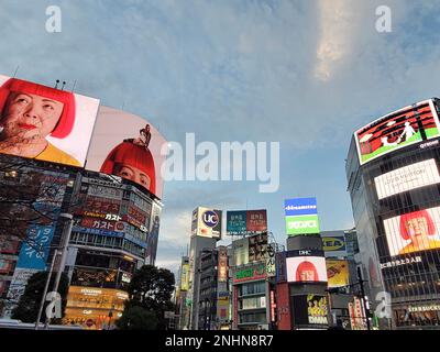 Monitors show Japanese artist Yayoi Kusama near Shibuya Scramble in Tokyo  on Dec. 4, 2022. It was a collaborated installation art by Kusama and  France's luxury brand Louis Vuitton. ( The Yomiuri Shimbun via AP Images  Stock Photo - Alamy