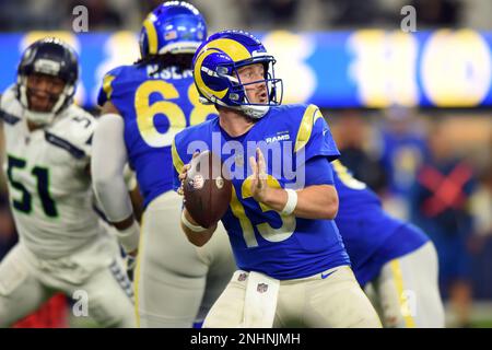 Los Angeles Rams quarterback John Wolford (13) during an NFL game against  the Jacksonville Jaguars, Sunday, Dec. 5, 2021, in Inglewood, Calif. The  Ram Stock Photo - Alamy