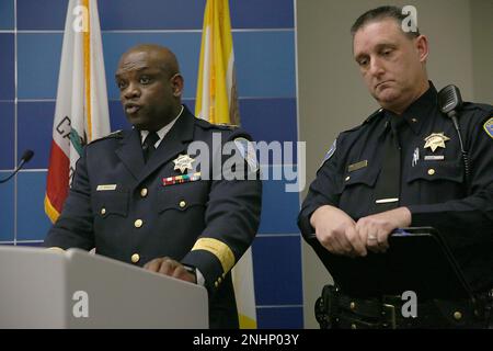 Interim San Francisco police chief Toney Chaplin left held a