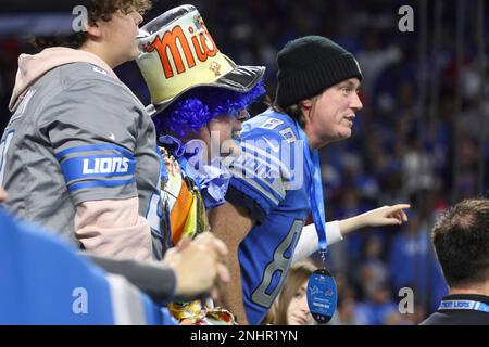 DETROIT, MI - NOVEMBER 24: Detroit Lions Running Back (42) Justin Jackson  receives the opening kickoff in the game between Buffalo Bills and Detroit  Lions on November 24, 2022 in Detroit, MI (