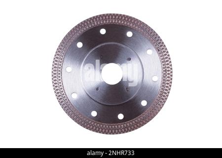 Cutting disc for angle grinder for cutting ceramic tiles and porcelain stoneware isolated on white background Stock Photo