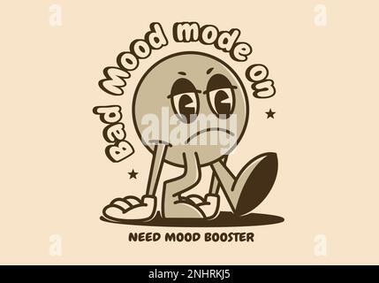 the ball character is in a bad mood walking with hands down Stock Vector