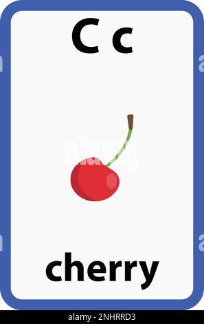 Alphabet flashcard for children with the letter c from cherry Stock Vector