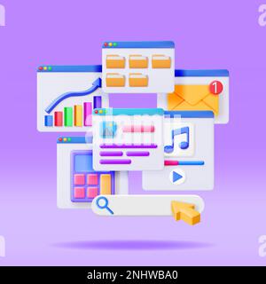3D Application Windows Interface Isolated Stock Vector