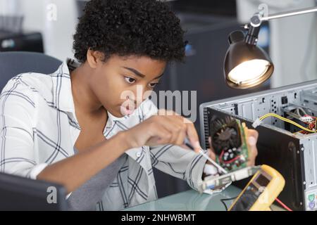woman pc engineer Stock Photo