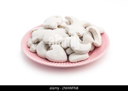 Gingerbread cookies with the sugar icing isolated on white backgorund. Stock Photo