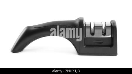 Modern handheld sharpener for knife isolated on white Stock Photo