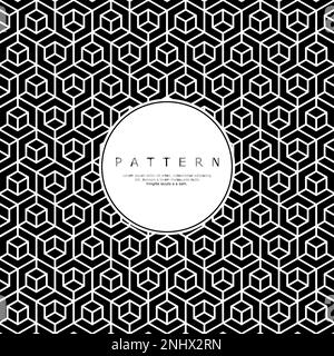 Modern black box line abstract pattern design. Minimalist hexagonal pattern. Stock Vector