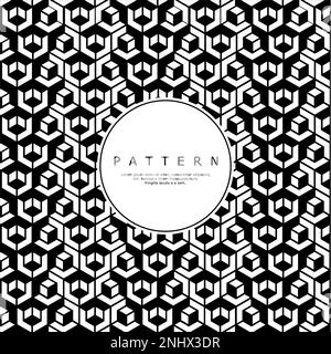 Playful cube line abstract pattern template. Fun hexagon line pattern vector. Stock Vector