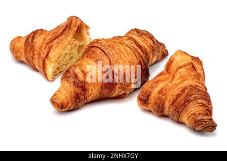 Fresh baked croissant isolated on white background, top view. Stock Photo