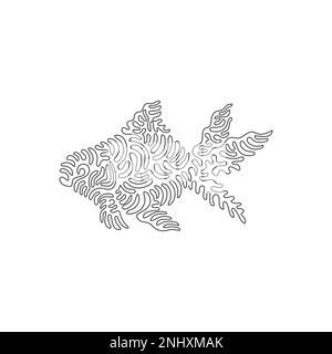 Single one line drawing of beautiful goldfish abstract art. Continuous line draw graphic design vector illustration of cute fin configuration goldfish Stock Vector