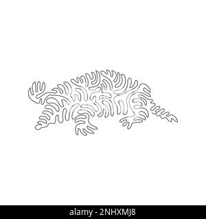 Continuous curve one line drawing of cute mole curve abstract art. Single line editable stroke vector illustration of mole remarkable diggers for logo Stock Vector