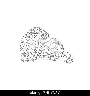 Single one line drawing of adorable ferret abstract art. Continuous line draw graphic design vector illustration of the domesticated ferret for icon Stock Vector