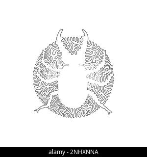 Single curly one line drawing of adorable beetle. Continuous line drawing design vector illustration of a beetle wing as a protective shield Stock Vector