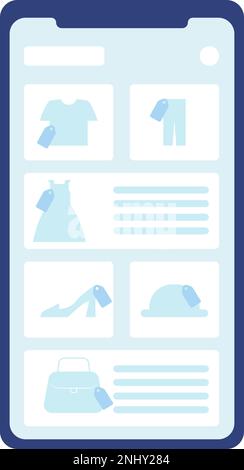 Online clothing store webpage on mobile phone screen semi flat color vector object Stock Vector