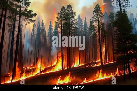 An intense smoke from a massive forest fire Stock Photo - Alamy