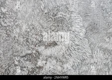 Harsh freezing hoar fog moisture makes water droplets turn directly from water to solid state like feathery beard coating surfaces sublimation process Stock Photo