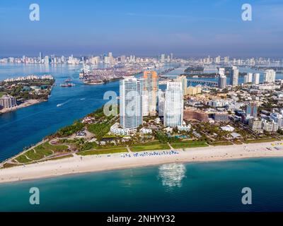 Point View Florida Aerial view of South Pointe Park. Miami Beach. Florida. USA. Summer ...