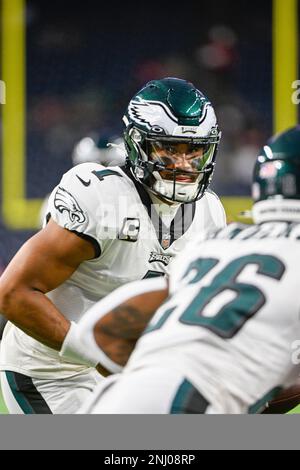 HOUSTON, TX - NOVEMBER 03: Philadelphia Eagles center Jason Kelce (62)  warms up before the football game between the Philadelphia Eagles and Houston  Texans at NRG Stadium on November 3, 2022 in