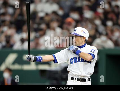 Former Japanese baseball player Ichiro Suzuki takes part in a practice of  women's high school baseball selection team at Kobe Sports Park Baseball  Stadium (Hotto Motto Field Kobe) in Kobe City, Hyogo