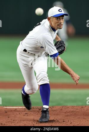 Former Japanese baseball player Ichiro Suzuki takes part in a practice of  women's high school baseball selection team at Kobe Sports Park Baseball  Stadium (Hotto Motto Field Kobe) in Kobe City, Hyogo