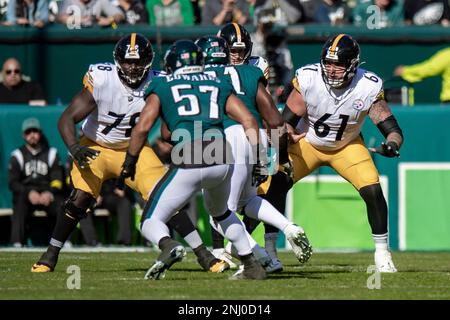 PHILADELPHIA, PA - OCTOBER 30: Pittsburgh Steelers Safety Terrell Edmunds  (34) warms up before the game between the Pittsburgh Steelers and  Philadelphia Eagles on October 30, 2022 at Lincoln Financial Field in