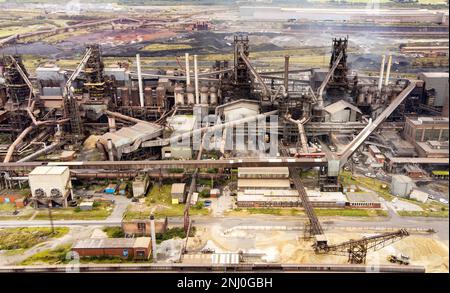 File photo dated 13/10/21 of a general view taken by drone of the British Steel Ltd steelworks in Scunthorpe, North Lincolnshire. British Steel is planning to close the coke ovens at one of its plants, with the loss of up to 260 jobs, the company announced. The Chinese-owned steelmaker said the move at its site in Scunthorpe was part of its drive to overcome global economic challenges and build a 'green and sustainable future'. Issue date: Wednesday February 22, 2023. Stock Photo