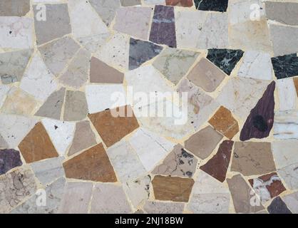 opus incertum irregular work tiled marble floor texture useful as a background Stock Photo