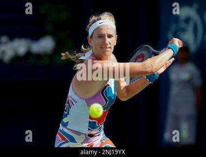 Dubai, UAE, 22nd.. Feb, 2023. Belarus  tennis player Victoria Azarenka in action  at the Dubai Duty Free Tennis  Championships tournament at  Dubai Duty Free Tennis Stadium on Wednesday 22 February 2023.,  © Juergen Hasenkopf / Alamy Live News Stock Photo