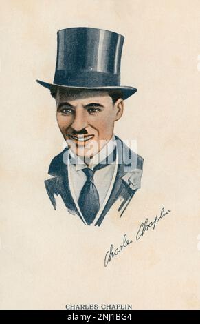 Charles Chaplin (1889-1977), actor, humorista, productor y director de cine británico, conocido como Charlot. Dibujo. Stock Photo