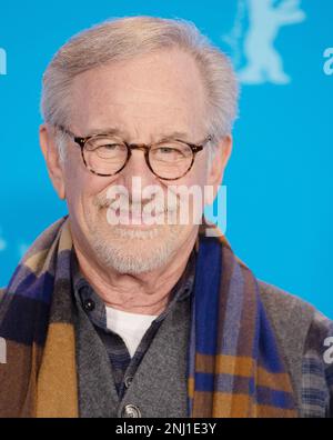 Berlin, Germany. 22nd Feb, 2023. American director Steven Spielberg attends a photo call as the recipient of The Golden Bear at the Grand Hyatt Hotel at the 73rd Berlin Film Festival, Germany on Tuesday, February 21, 2023. Photo by Rune Hellestad/ Credit: UPI/Alamy Live News Stock Photo