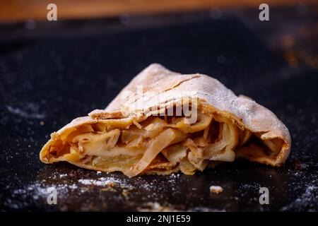 Apple Strudel On Baking Tray Stock Photo