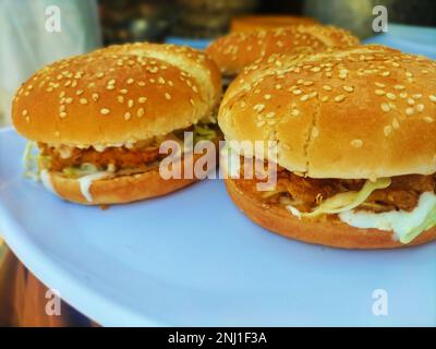fresh tasty burger isolated on white background Stock Photo