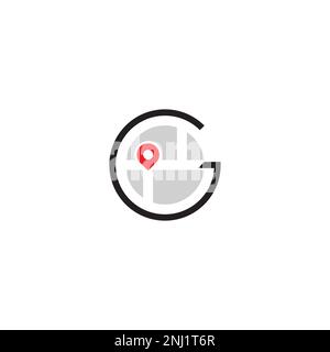 Letter G, Map and Location Mark logo or icon design Stock Vector
