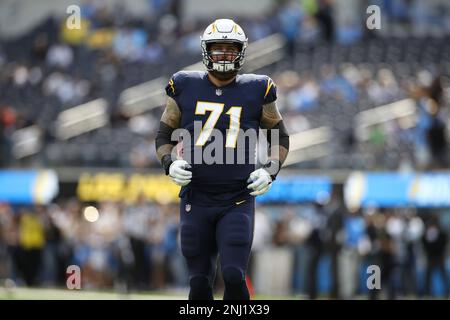 INGLEWOOD, CA - OCTOBER 23: Los Angeles Chargers offensive tackle Trey  Pipkins III (79) during the Seattle Seahawks vs Los Angeles Chargers on  October 23, 2022, at SoFi Stadium in Inglewood, CA. (