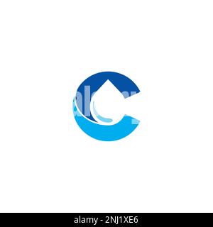 Letter C and Water Drop logo or icon design Stock Vector