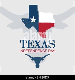 Texas Independence Day vector, Texas flag and bull head vector.modern background vector illustration Stock Vector