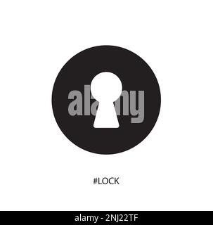 A white and black keyhole on a white background with copy space Stock Vector